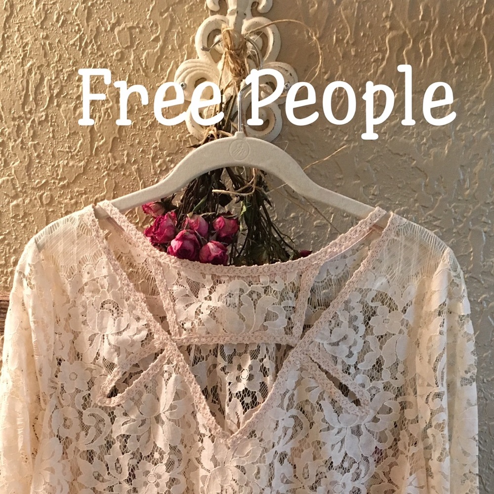 Romantic Free People lace top sz M